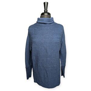 NIC + ZOE Fall Nights Ribbed Knit Turtleneck Sweater Navy Blue Size Small